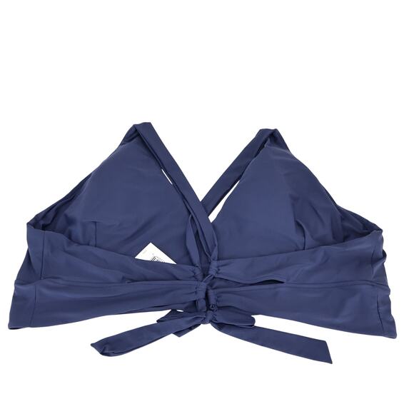 Universal Standard V Neck Tie Back Bikini Top Navy Blue Size 4XL 38-40 NWT - Picture 2 of 5